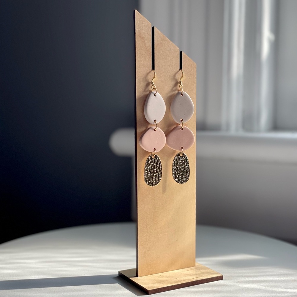 Handmade Clay & Gold Tone Statement Earrings
